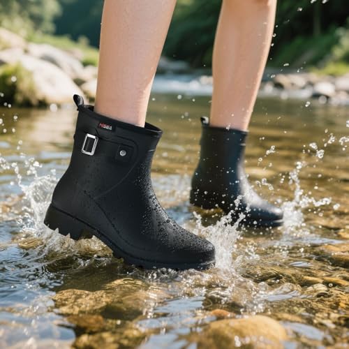 Women's Waterproof Short Rain Boots Ankle Rubber Garden Shoes