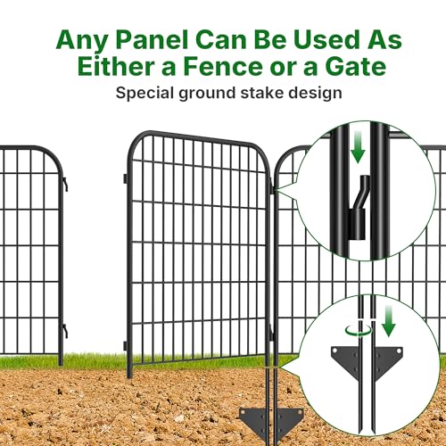 AMAGABELI 6 Panels 32 in (Black Fence & Gate / 32in(H) x 15ft(L))