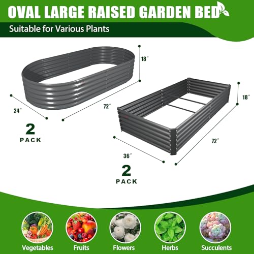 Anleolife 4 Bed 6x3ft Rectangle & 6x2ft Oval Raised Bed Set
