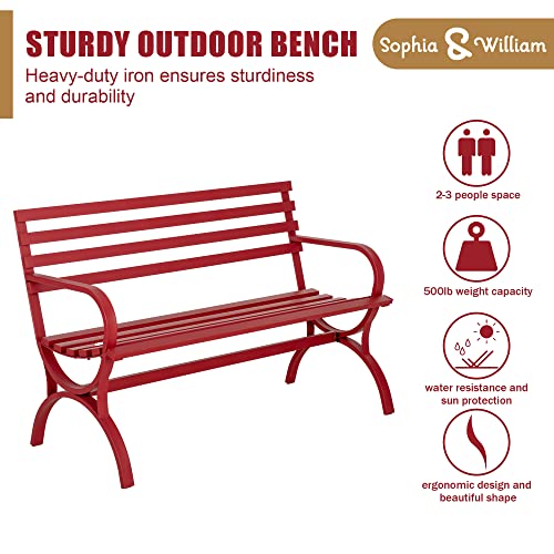 Outdoor Garden Bench (Red-slat)