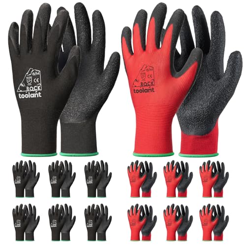 Crinkle Latex Work Gloves (Medium / Black & Red)