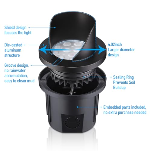 6 Pack Dia.4 Inch 5CCT Well Lights Shielded Top Black (Black)