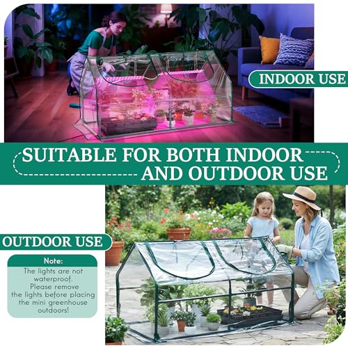 Mini Greenhouse with Grow Light (47.2"L x 23.6"W x 23.6"H / House Shape)