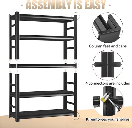 Book Shelf Metal Bookshelves (5-Tier 72''Hx40''Wx14''D)