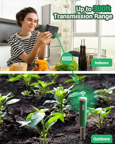 4-in-1 Soil Moisture Meter 300ft Wireless Soil Tester Sensor