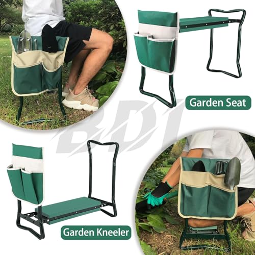 Garden Kneeler Seat with Upgraded Thicken Kneeling Pad and 1 Large Tool Pouch