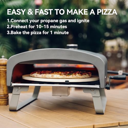 Portable Propane Pizza Oven with Manual Rotating Stone