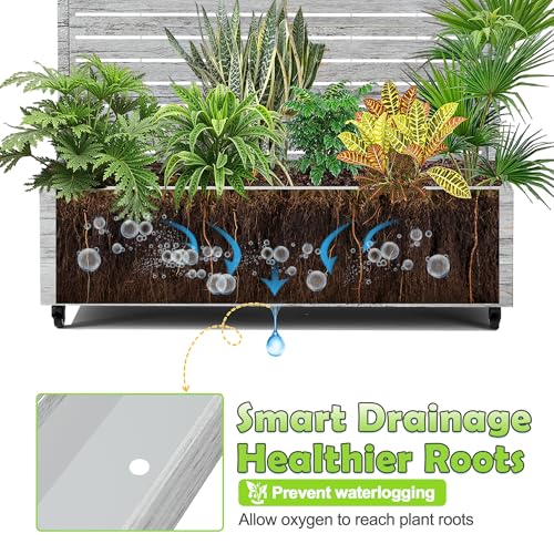 15.7"×70.9"×47.2" Metal Raised Garden Bed with Trellis and Wheels