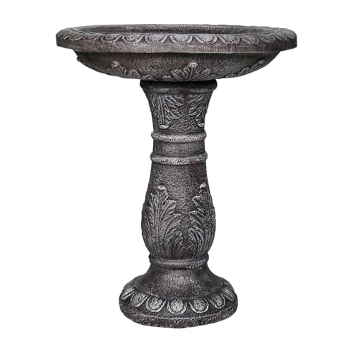24.4" H Cement Bird Bath for Garden