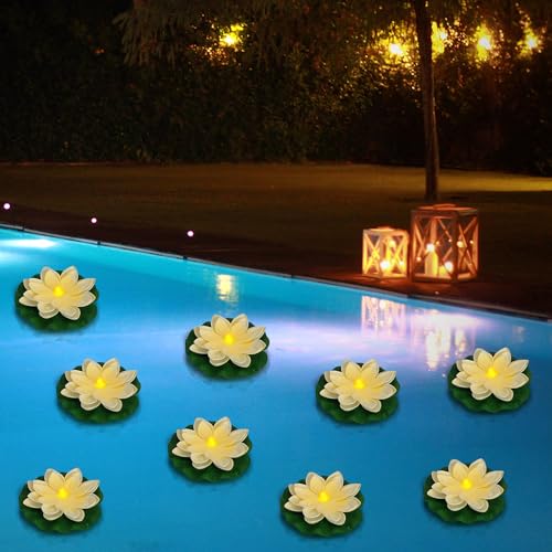 24 PCS Waterproof Floating Lotus Lights (Warm White / 5 inch 24pcs)
