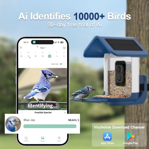 Smart Bird Feeder with Camera Solar Powered