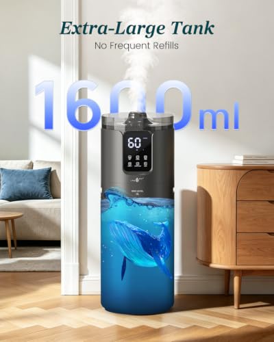 16L Cool Mist Humidifiers for Large Room Whole House 1500 sq.ft (Black)