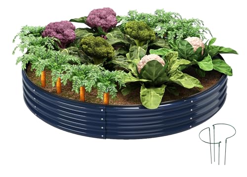 Galvanized Metal Planter Round Raised Garden Bed Kit for Gardening Outdoor
