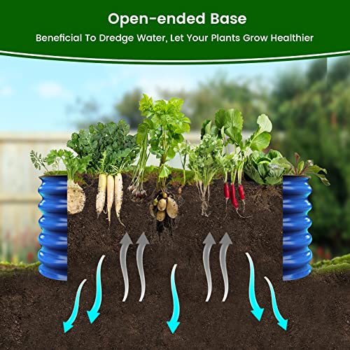 17" Tall 42" Round Blue Raised Garden Bed Kit