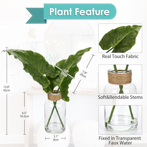 Faux Greenery Stems in Glass Vase with Faux Water