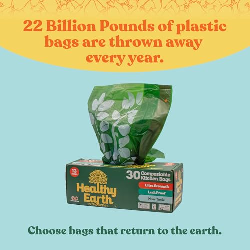 13 Gallon Compostable Drawstring Trash Bags (30 Count)