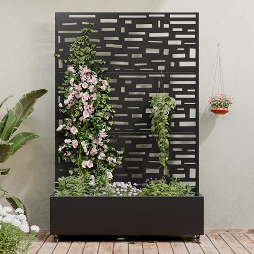 Metal Raised Garden Bed with Trellis and Wheels