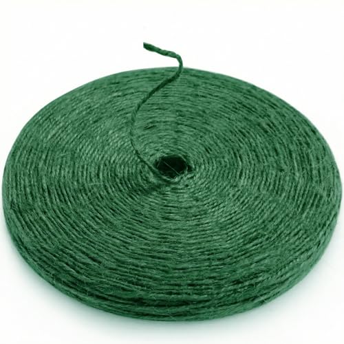 2mm Natural Jute Twine String Thin for Craft Plant Garden Gift Wrapping Christmas Handmade Art Decoration Packing String Home Art Decoration (Leaf Green / 2mm * 328 Feet)