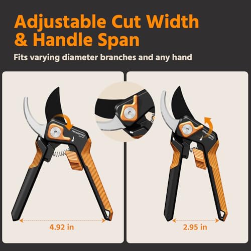2 Pack Pruning Shears for Gardening Professional Bypass Hand Pruner Stainless Steel Sharp Blade Garden Scissors Plant Flower Garden Clipper Orange (2 Count)