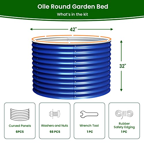 32" Tall Galvanized Raised Garden Bed for Flower Round Galvanized Planter Raised Bed Metal Raised Planter Bed