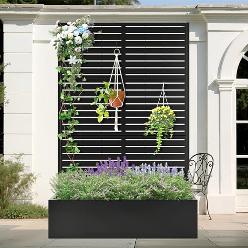 Metal Planter Box with Trellis and Drainage Hole