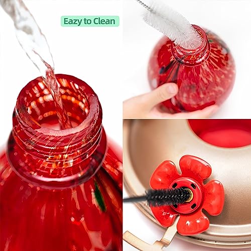 Gifts for Mom 34OZ Hand Blown Glass Hummingbird Feeders for Outdoors Hanging