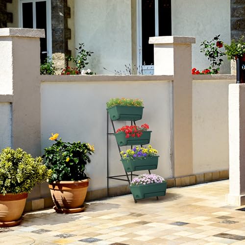 Raised Garden Bed 4 Tier Vertical Garden Planters Indoor Outdoor Raised Planter Box with Legs Elevated Herb Garden Planter for Flowers Vegetables Plants
