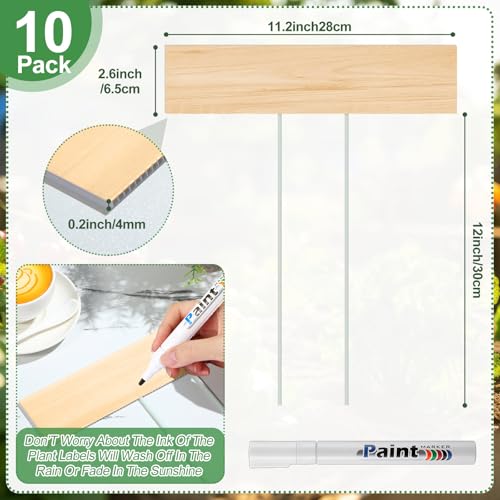 10 Set Jumbo Outdoor Plant Label Stakes with Marker