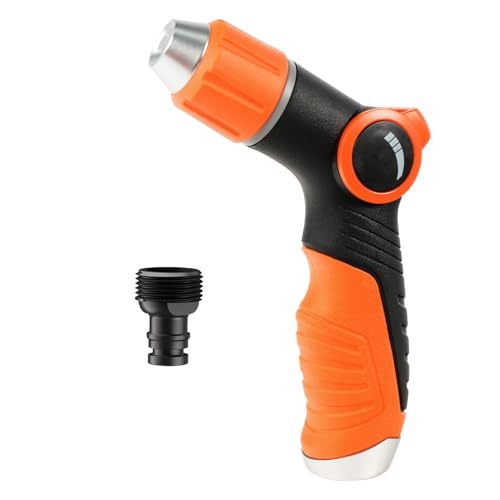 Garden Hose Nozzle Sprayer High Pressure Water Hose Nozzle with 4 Patterns with Adjustable Spray for Car Washing (Lightorange)