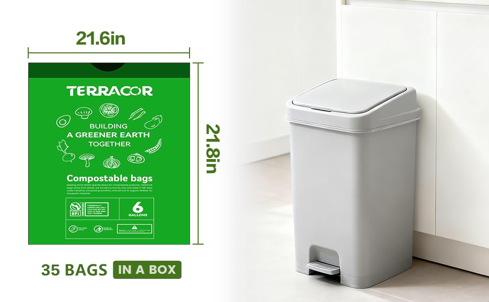 6 Gallon Compostable Trash Bags Drawstring (6 Gallon-35)