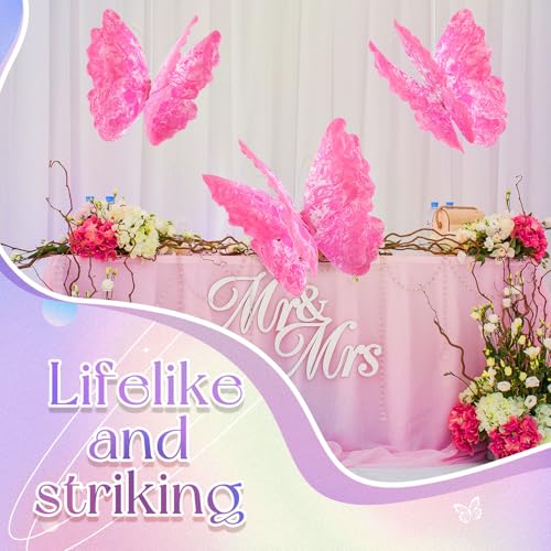 3 Pcs Giant Butterfly Decoration (Butterfly / Gradient Rose Red)