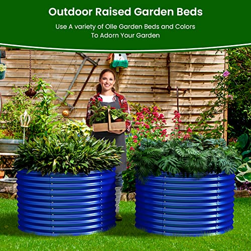 32" Tall Galvanized Raised Garden Bed for Flower Round Galvanized Planter Raised Bed Metal Raised Planter Bed