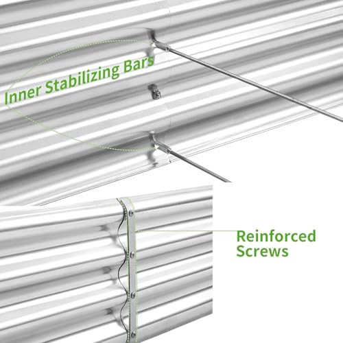 3 Pack 8×4×1ft Galvanized Metal Raised Garden Bed (3 Count)