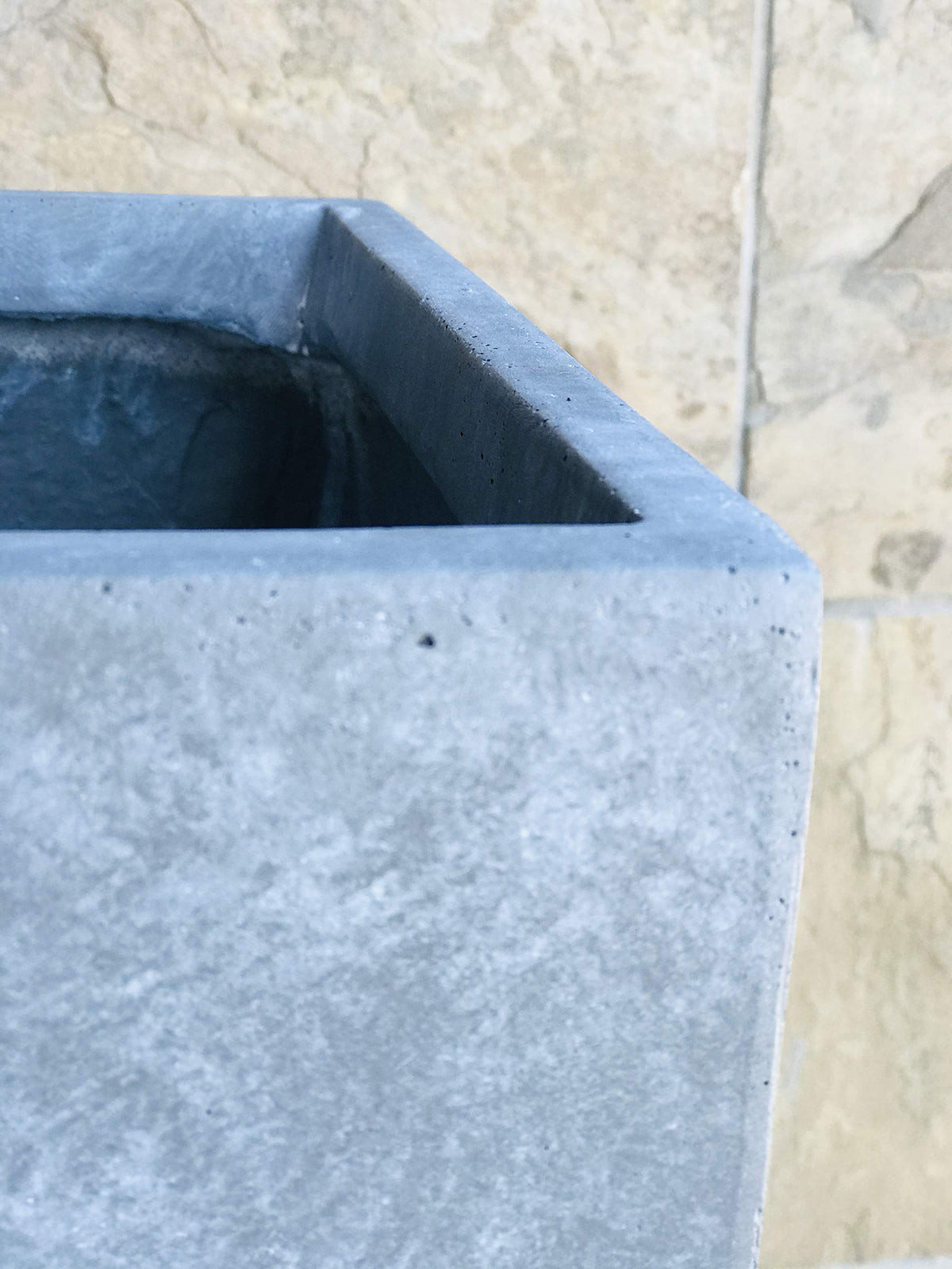 Set of 3 Blue Gray Concrete Tall Planters 13" 11" 9" Dia (Slate Gray / 18.5" H, 15.7" H, 12.6" H)