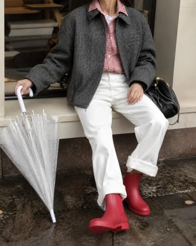 Women's Ankle Rain Boots Waterproof Chelsea Boots Red