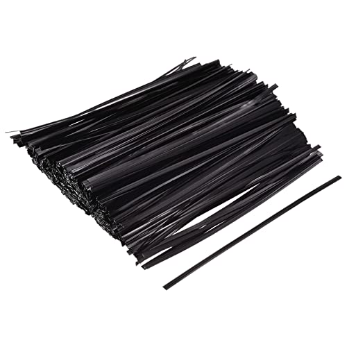 Foil Twist Ties 6" 15cm Metallic Plastic Closure Tie for Tying Bread (6-inch / Black)