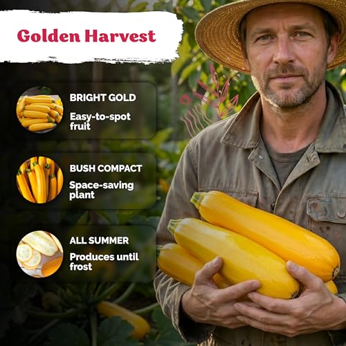 55 Golden Zucchini Summer Squash Heirloom Vegetable Seeds