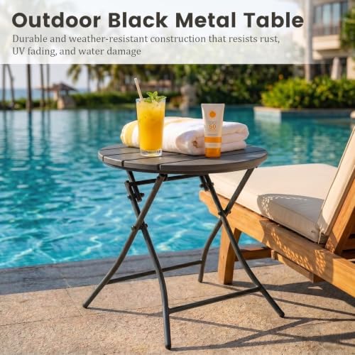 Folding Black Small Outdoor Side Tables (Dark Grey)
