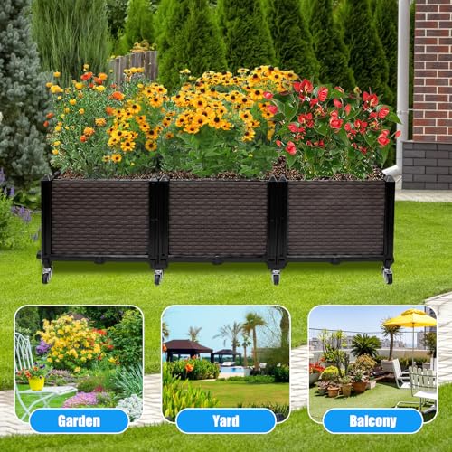 Raised Plant Box with Wheels 47.2"x15.7"x16.1"