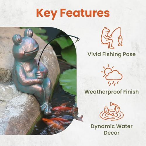 Antique Copper Fishing Frog Statues (Fishing Copper Frog Statue)