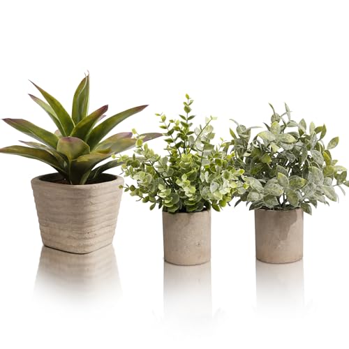 3 Pack Artificial Agave Plants in Pulp Pots for Shelf Decor (3 Count)