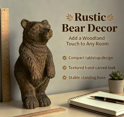 Rustic Bear Statue Shelf Decor (Black-brown)
