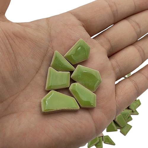 1.1LB Irregular Ceramics Mosaic Tiles (Grass Green)