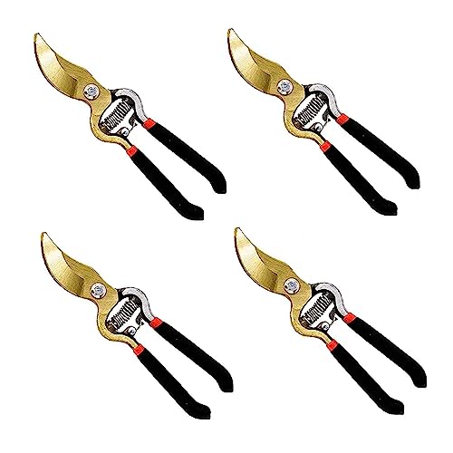 Garden Guru Indestructible Titanium Garden Clippers Professional Bypass Hand Pruner Pruning Shear with Comfort Grip Handles for Gardening Trimming and Yard Work Hardened Steel & Titanium Blade (4 Pack / Titanium Bypass)