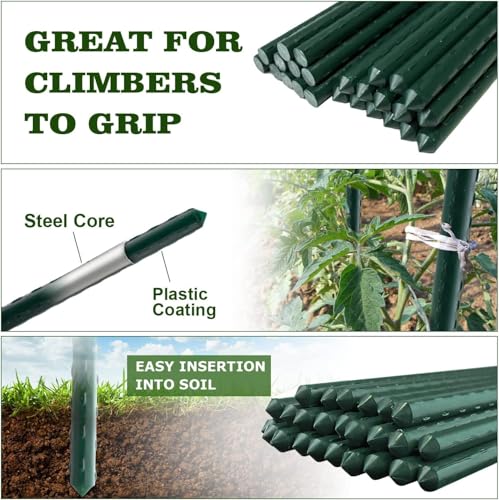 30pcs Steel Plant Stakes 2 Feet (2Ft, Pack of 30)