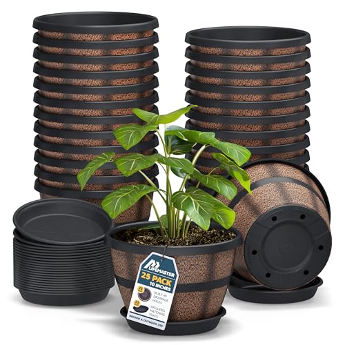 10 Inch Whiskey Barrel Planters Outdoor Pack of 25 (25 Count)