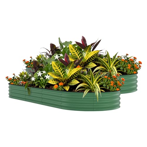 2 Pcs Raised Garden Beds Outdoor 8x4x1.5 ft (2 Count)