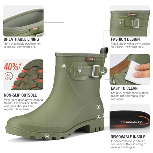 Women's Waterproof Short Rain Boots Ankle Rubber Garden Shoes