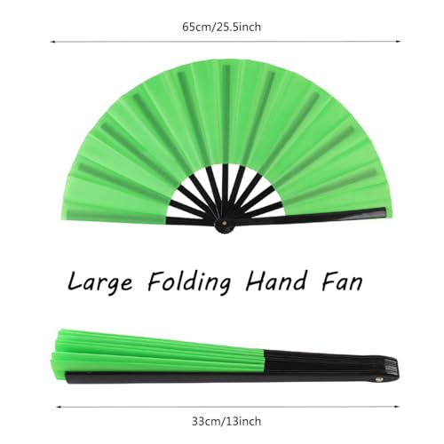 2 Pack Large Folding Hand Fan for Men (2 Green)