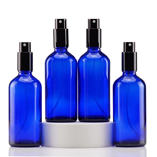 Blue Glass Spray Bottles 4oz (4 Count)